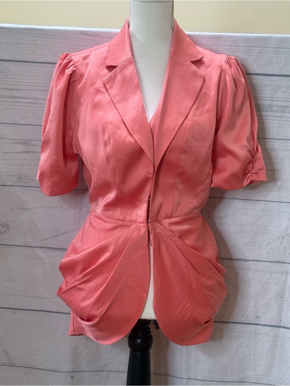 New York & Company Coral Satin Short-Sleeve Blazer